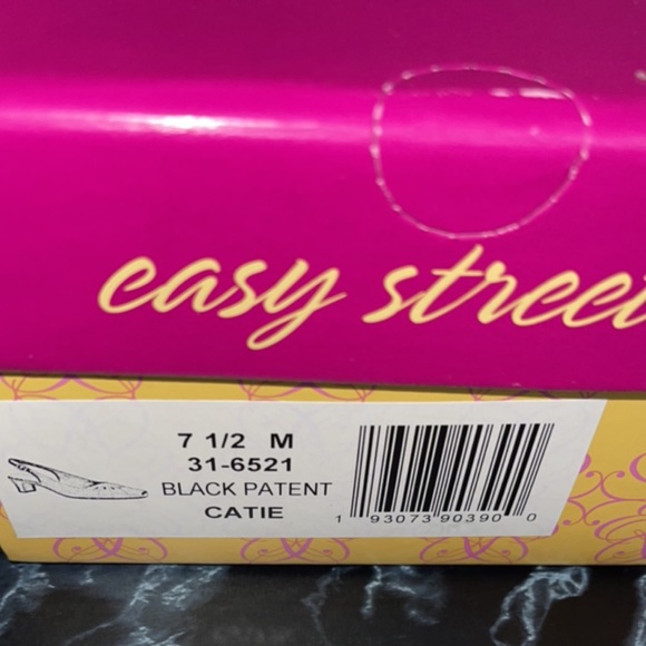 Women’s Dress Shoes Easy Street Catie Slingback Pumps Black Patent Size 7.5 - Picture 10 of 11